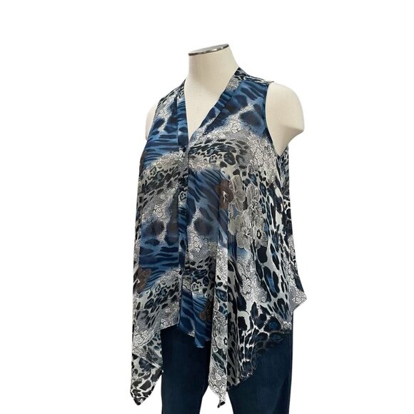 Jaipur XL Sleeveless Boho Top Animal Asymmetric Lightweight Festival Summer - Picture 7 of 9